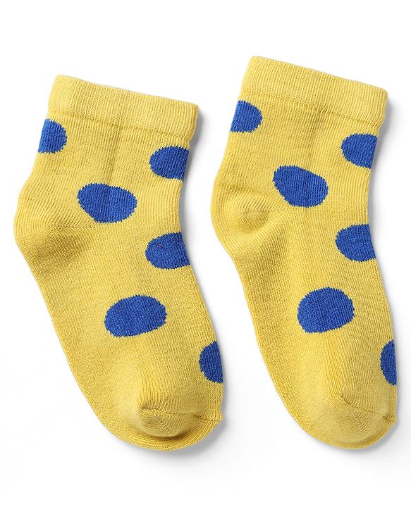 Cutewalk By Babyhug Knit Ankle Length Antibacterial Socks With Polka Dot Design Pack of 5 - Red Yellow Blue Black Sky Blue
