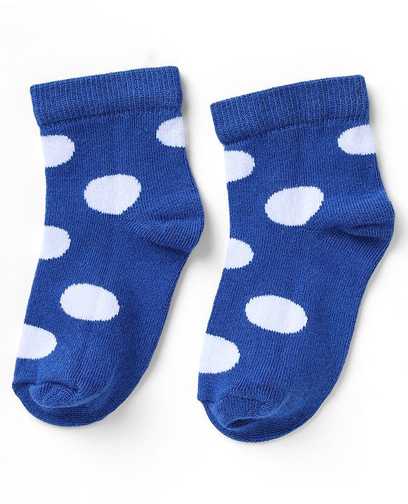 Cutewalk By Babyhug Knit Ankle Length Antibacterial Socks With Polka Dot Design Pack of 5 - Red Yellow Blue Black Sky Blue