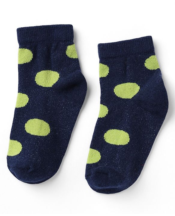 Cutewalk By Babyhug Knit Ankle Length Antibacterial Socks With Polka Dot Design Pack of 5 - Red Yellow Blue Black Sky Blue