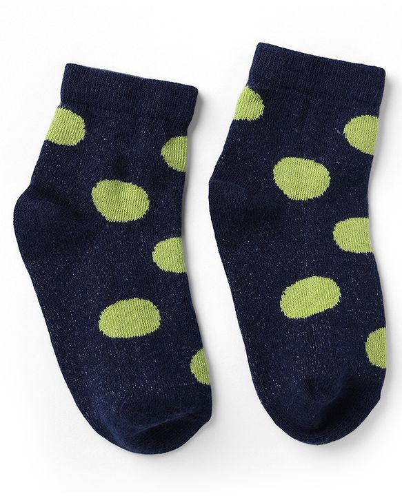 Cutewalk By Babyhug Knit Ankle Length Antibacterial Socks With Polka Dot Design Pack of 5 - Red Yellow Blue Black Sky Blue