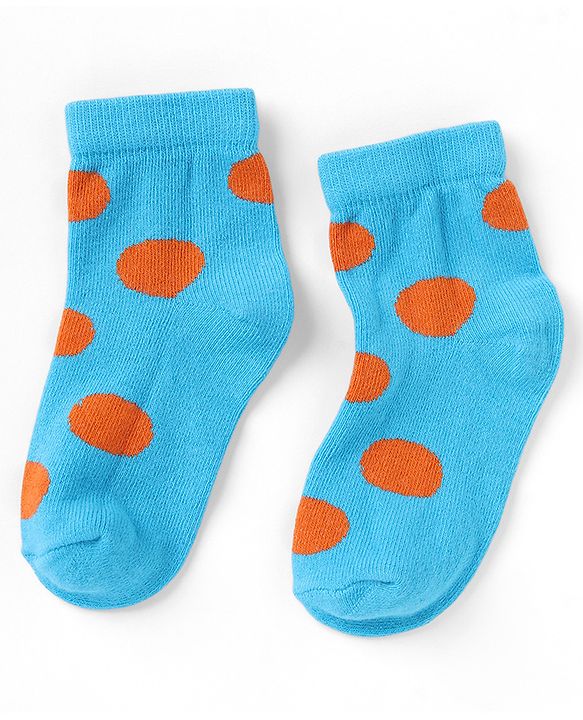 Cutewalk By Babyhug Knit Ankle Length Antibacterial Socks With Polka Dot Design Pack of 5 - Red Yellow Blue Black Sky Blue
