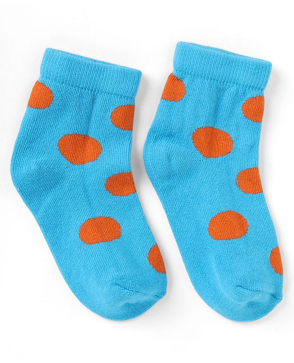 Cutewalk By Babyhug Knit Ankle Length Antibacterial Socks With Polka Dot Design Pack of 5 - Red Yellow Blue Black Sky Blue