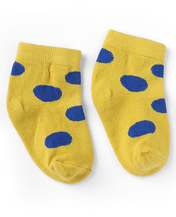 Cutewalk By Babyhug Knit Ankle Length Antibacterial Socks With Polka Dot Design Pack of 5 - Red Yellow Blue Black Sky Blue