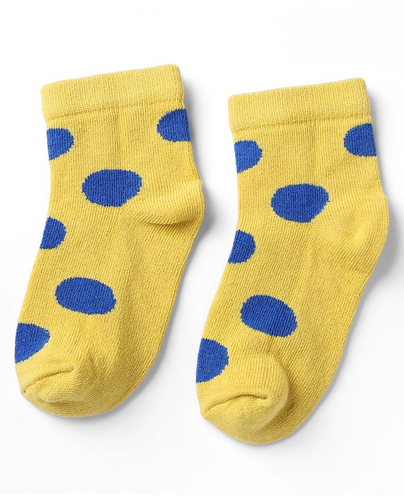 Cutewalk By Babyhug Knit Ankle Length Antibacterial Socks With Polka Dot Design Pack of 5 - Red Yellow Blue Black Sky Blue
