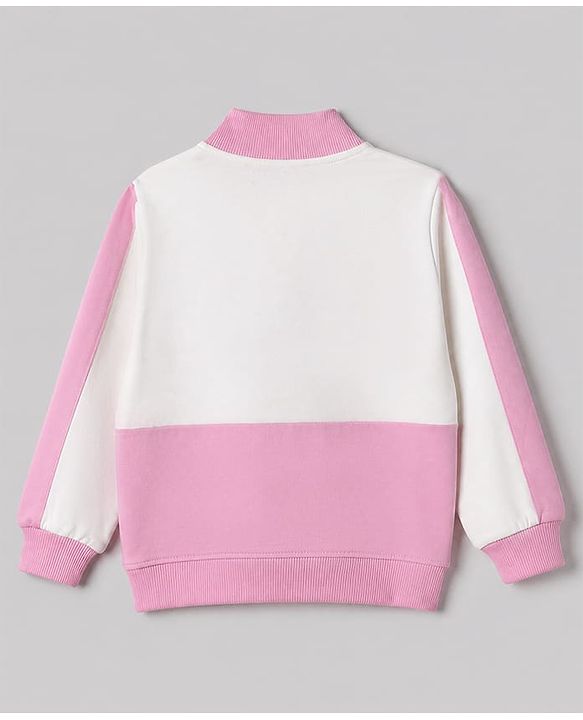 Pine Kids Cotton Looper Knit Full Sleeves Sweatshirt and Pant with Cut & Sew Detail and New York Print - Pink
