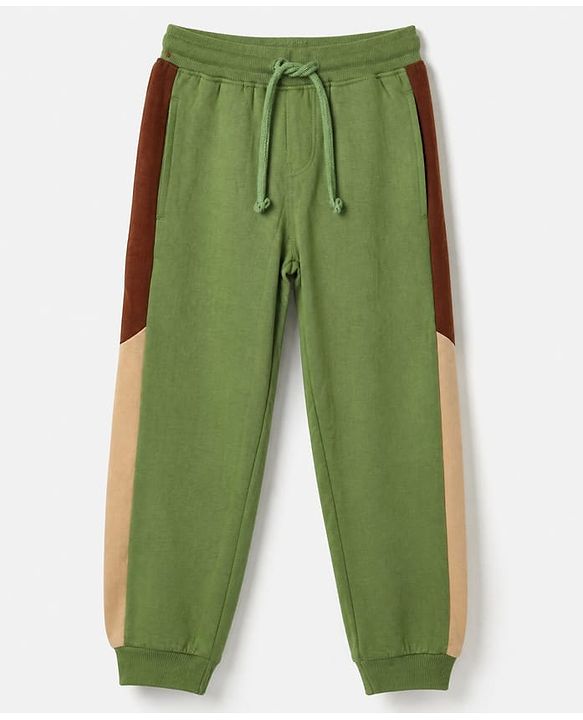 Pine Kids Looper Knit Full Sleeves Winter Wear Suit With Front Pocket & Campfire Text Print - Green