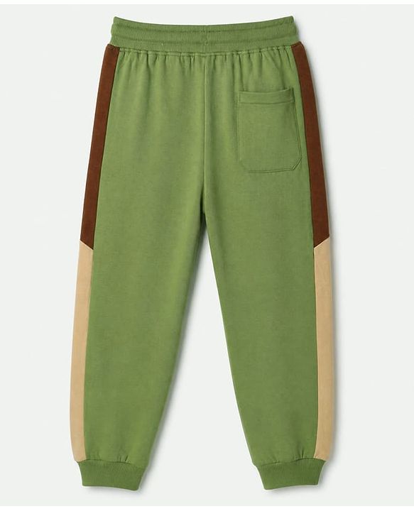 Pine Kids Looper Knit Full Sleeves Winter Wear Suit With Front Pocket & Campfire Text Print - Green