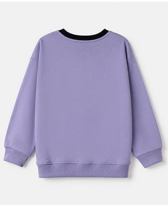 Pine Kids Cotton Looper Knit Full Sleeves Sweatshirt and Jogger with Courage 33 Print - Lavender