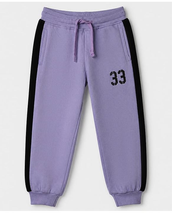 Pine Kids Cotton Looper Knit Full Sleeves Sweatshirt and Jogger with Courage 33 Print - Lavender