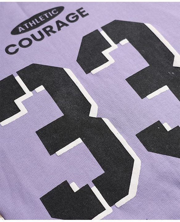 Pine Kids Cotton Looper Knit Full Sleeves Sweatshirt and Jogger with Courage 33 Print - Lavender