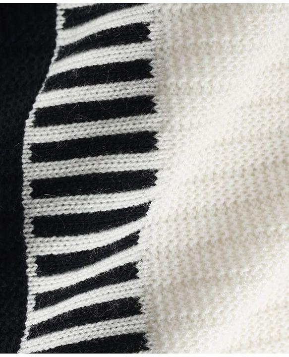 Pine Kids Knit Full Sleeves Striped Pullover - Black & White