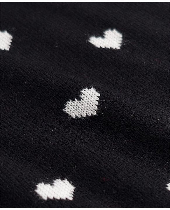 Pine Kids Knit Full Sleeves  Pullover with Heart Design - Black