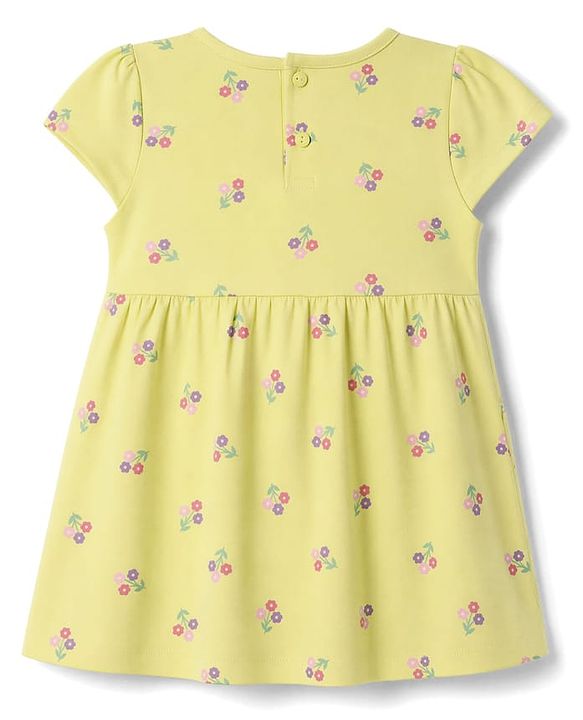 Babyhug Single Jersey Knit Half Sleeves Frocks with Floral & Hearts Print & Bow Applique Pack of 2 - Yellow & Pink