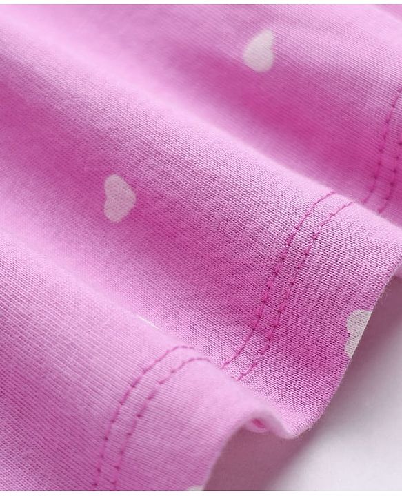 Babyhug Single Jersey Knit Half Sleeves Frocks with Floral & Hearts Print & Bow Applique Pack of 2 - Yellow & Pink