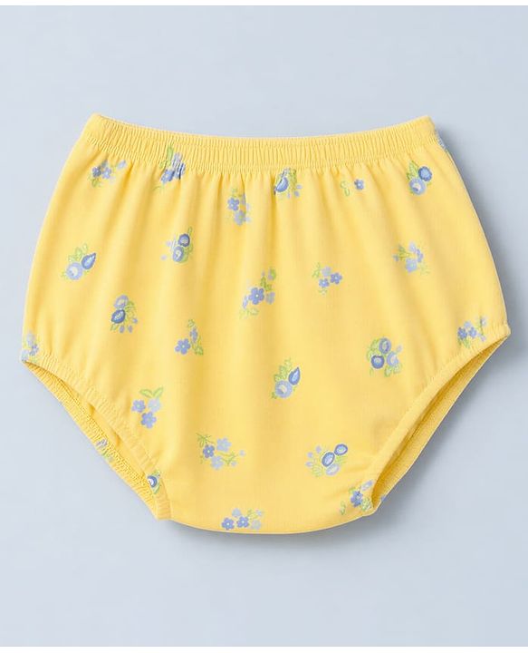 Babyhug Cotton Interlock Knit Frock and Bloomer with Full Sleeves and Floral Print - Yellow