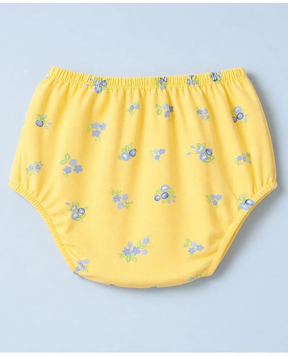 Babyhug Cotton Interlock Knit Frock and Bloomer with Full Sleeves and Floral Print - Yellow