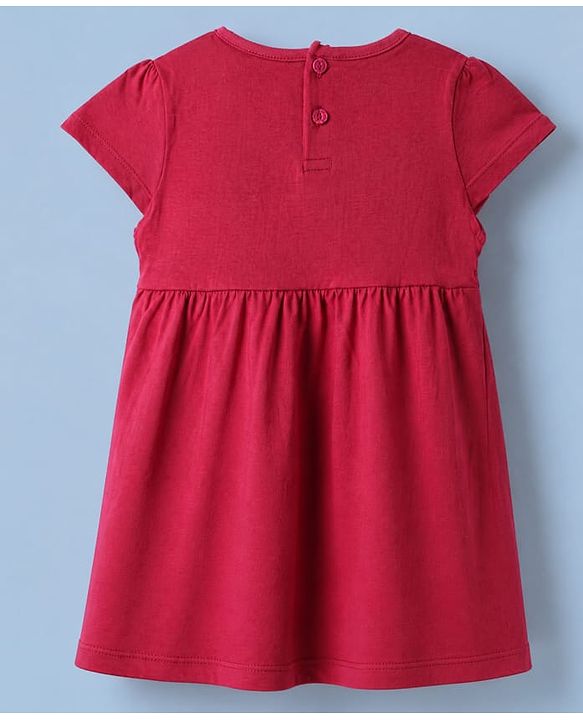 Babyhug Single Jersey Knit Frocks with Half Sleeves and Butterfly Print in Red & White Pack of 2
