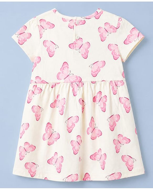 Babyhug Single Jersey Knit Frocks with Half Sleeves and Butterfly Print in Red & White Pack of 2