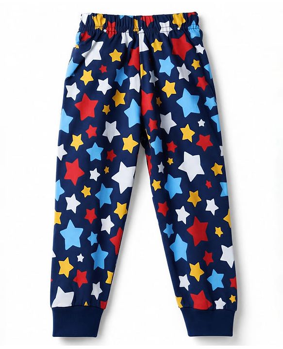 Babyhug 100% Cotton Knit Full Sleeves T-Shirts & Pyjama Night Suit With Heart & Text Print - Navy Blue