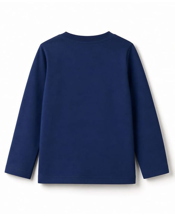 Babyhug 100% Cotton Knit Full Sleeves T-Shirts & Pyjama Night Suit With Heart & Text Print - Navy Blue