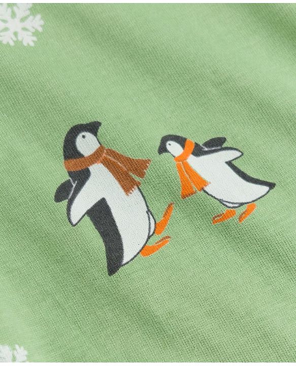 Babyhug 100% Cotton Knit Full Sleeves Co-Ords T-Shirt & Pyjama Nightsuit with Animal Print - Green