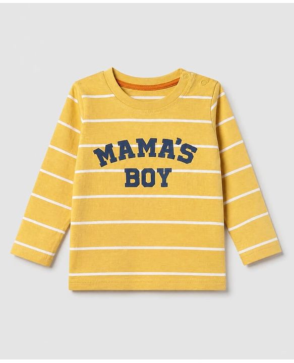 Babyhug 100% Cotton Knit Full Sleeves Tshirts With Daddy Is My Hero Print Pack Of 3 - Navy Blue Mustard & Orange