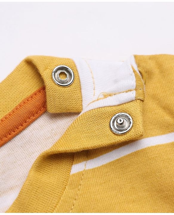 Babyhug 100% Cotton Knit Full Sleeves Tshirts With Daddy Is My Hero Print Pack Of 3 - Navy Blue Mustard & Orange