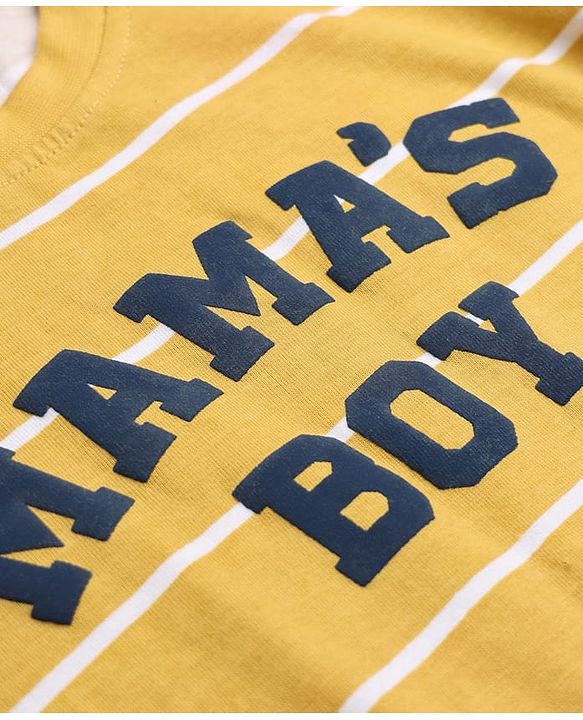 Babyhug 100% Cotton Knit Full Sleeves Tshirts With Daddy Is My Hero Print Pack Of 3 - Navy Blue Mustard & Orange