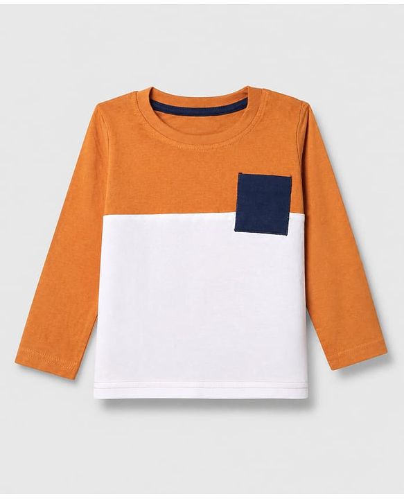 Babyhug 100% Cotton Knit Full Sleeves Tshirts With Daddy Is My Hero Print Pack Of 3 - Navy Blue Mustard & Orange