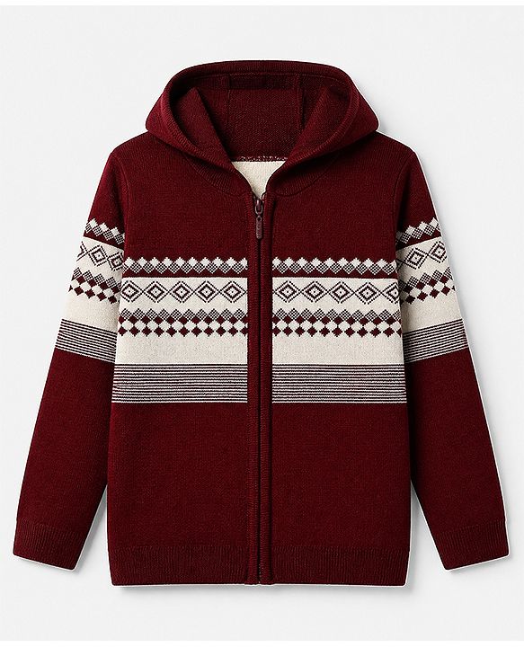 Pine Kids Knit Front Open Sweater with Full Sleeves in Bronze for 4-5 Years