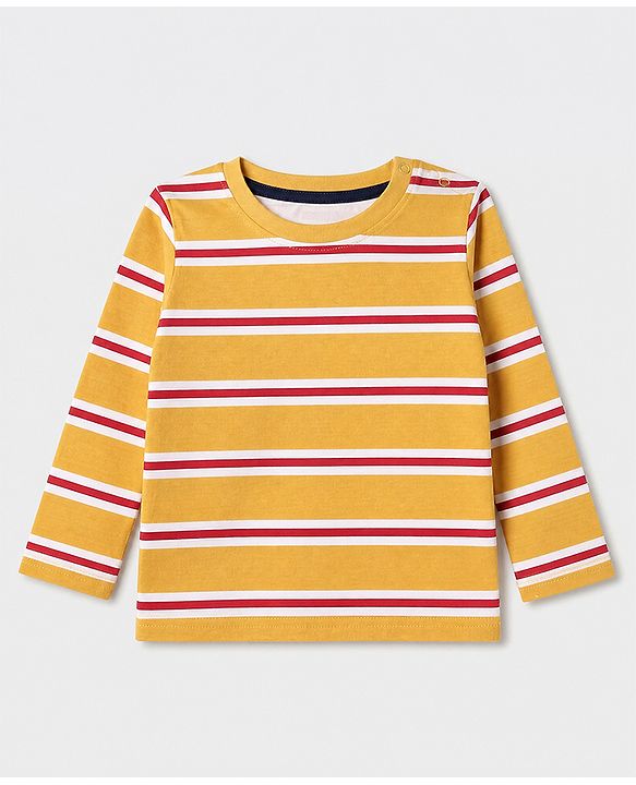 Babyhug 100% Cotton Knit Full Sleeves Tshirts With New York 25 Print Pack Of 3 - Navy Blue Mustard & White