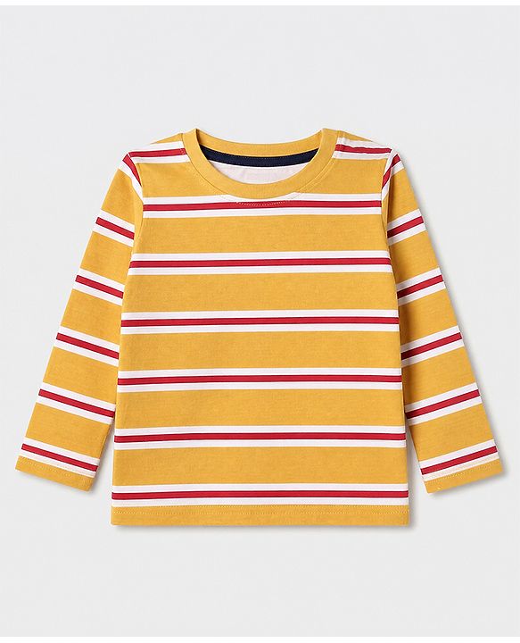 Babyhug 100% Cotton Knit Full Sleeves Tshirts With New York 25 Print Pack Of 3 - Navy Blue Mustard & White