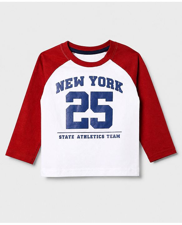 Babyhug 100% Cotton Knit Full Sleeves Tshirts With New York 25 Print Pack Of 3 - Navy Blue Mustard & White