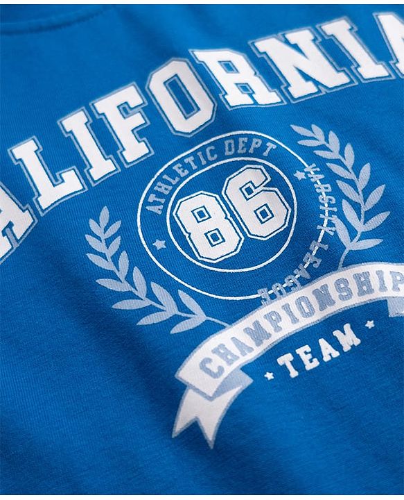 Babyhug 100% Cotton Knit Full Sleeves Striped T-Shirts with California 86 Championship Text Print Pack of 3 - Light Blue, Mustard, Blue