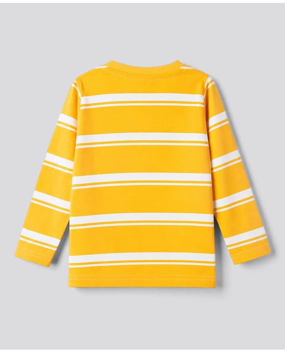 Babyhug 100% Cotton Knit T-Shirt with Full Sleeves and Construction Vehicles Print Pack of 3 - Blue Yellow White