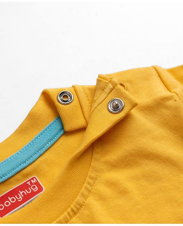 Babyhug 100% Cotton Knit Full Sleeves T-Shirts with Construction Vehicles Print Pack of 3 in Yellow Green