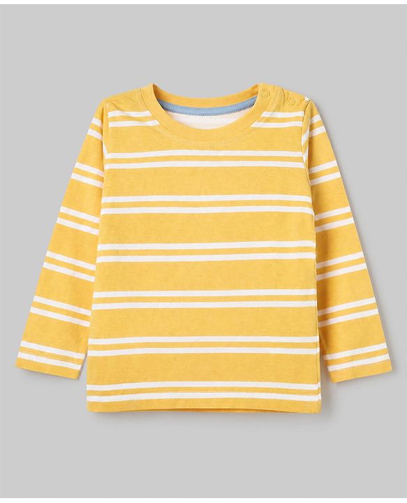 Babyhug 100% Cotton Knit T-Shirts with Full Sleeves and Construction Vehicles Print Pack of 3 - Yellow White Navy Blue