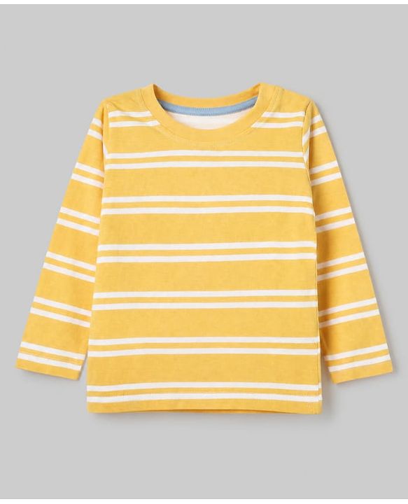 Babyhug 100% Cotton Knit T-Shirts with Full Sleeves and Construction Vehicles Print Pack of 3 - Yellow White Navy Blue