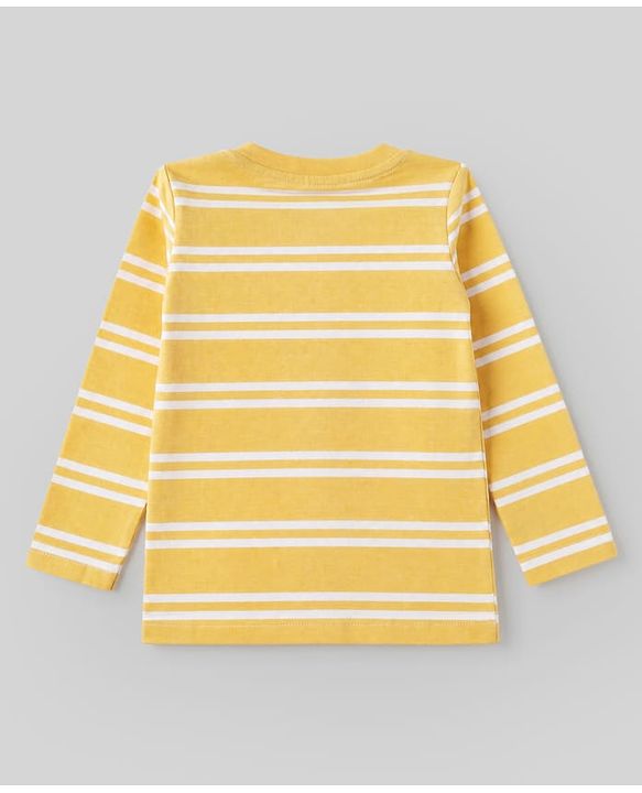 Babyhug 100% Cotton Knit T-Shirts with Full Sleeves and Construction Vehicles Print Pack of 3 - Yellow White Navy Blue