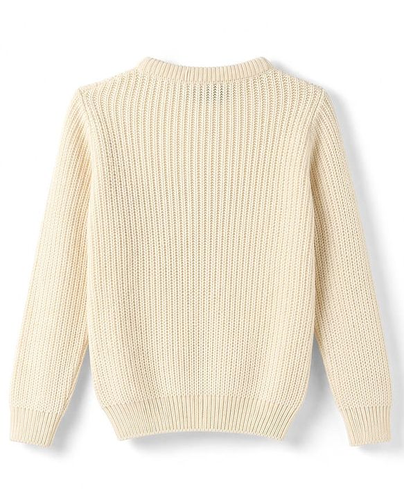 Pine Kids Female Knit Full Sleeves Sweater Set with Heart Design - Off White