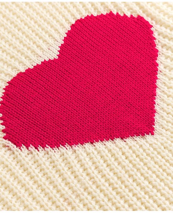 Pine Kids Female Knit Full Sleeves Sweater Set with Heart Design - Off White