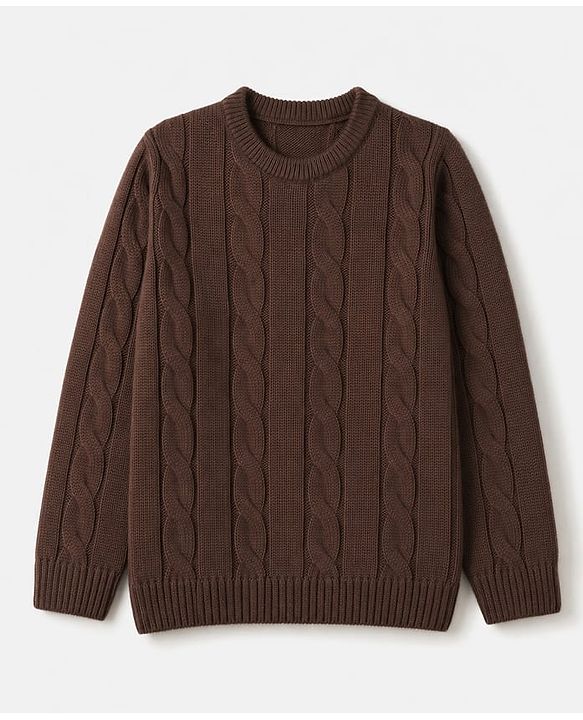 Pine Kids Knit Full Sleeves Sweater Set - Brown