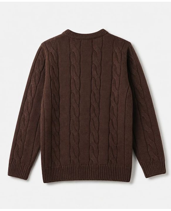 Pine Kids Knit Full Sleeves Sweater Set - Brown