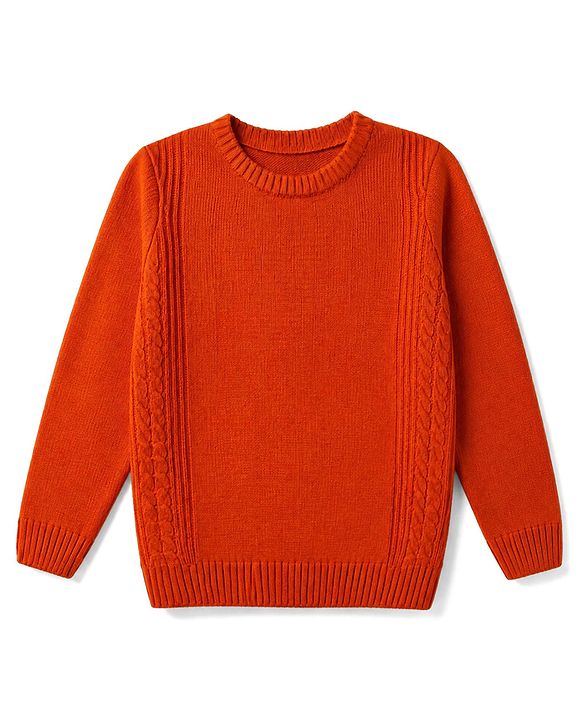 Pine Kids Knit Full Sleeves Sweater Set - Orange