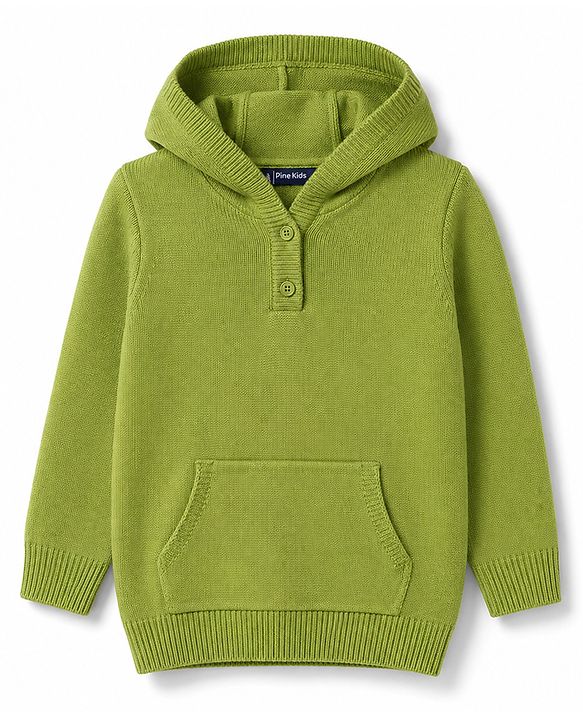 Pine Kids Knit Sweater Set with Full Sleeves in Green for 4-5 Years