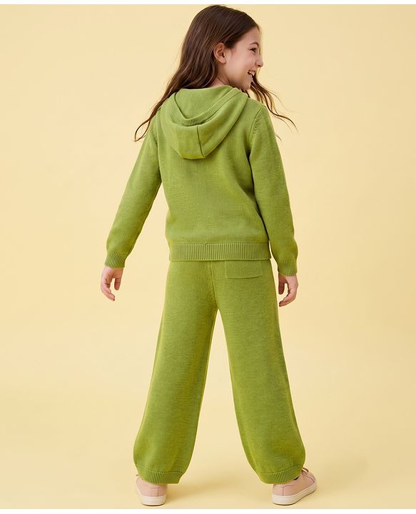 Pine Kids Knit Sweater Set with Full Sleeves in Green for 4-5 Years