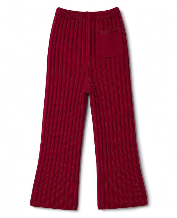 Pine Kids Knit Full Sleeves Solid Sweater Set - Red