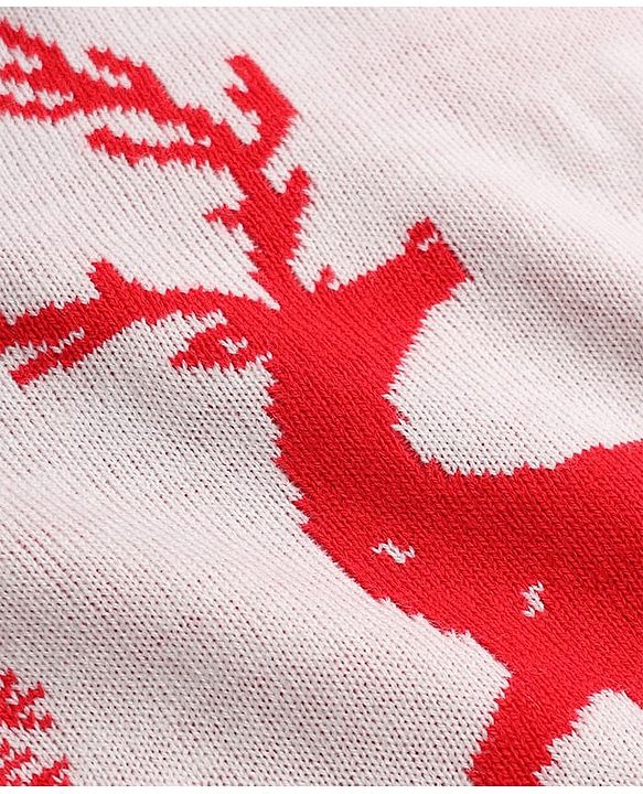 Pine Kids Knit Sweater Set with Full Sleeves and Reindeer Design in Red