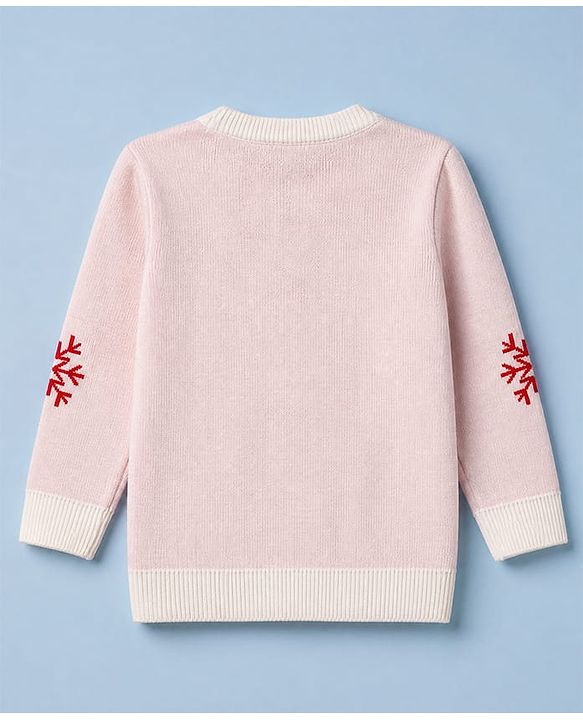 Pine Kids Knit Sweater Set with Full Sleeves and Reindeer Design in Red