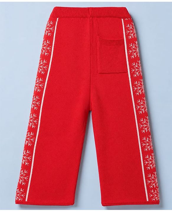 Pine Kids Knit Sweater Set with Full Sleeves and Reindeer Design in Red